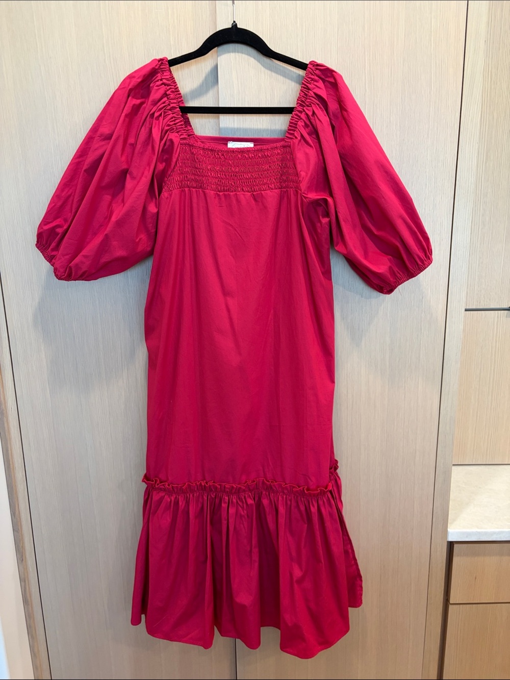 Mud Pie Fuchsia Puff-Sleeve Midi Dress